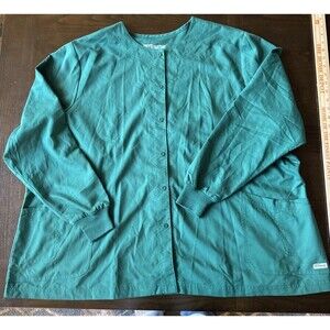 Grey's Anatomy By Barco MedicalScrub Top Long Sleeves Jacket Green Button Sz 5XL